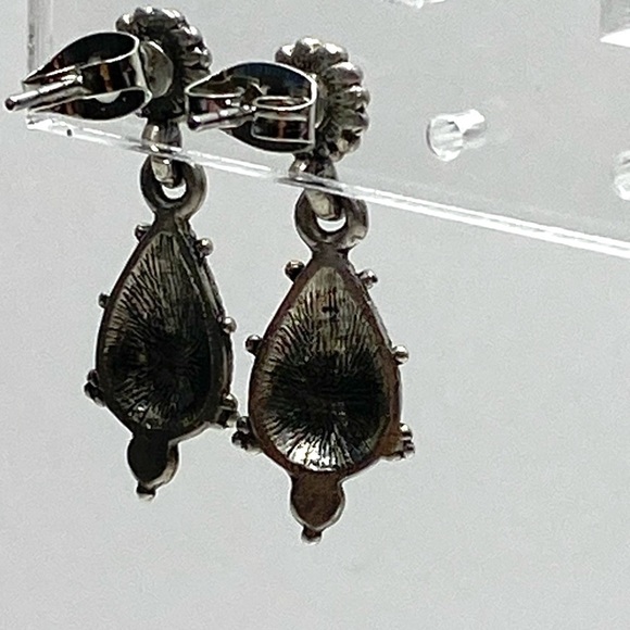 Earrings Dangles Drops Artisan Dark Red Almost Black Rhinestones Enamel - Picture 10 of 14